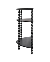 Storied Home 47" Wood 3-Tier Curved Accent Table with Beveled Shelves and Doweled Legs
