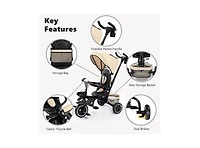 Kinder King 8-in-1 Folding Kids Tricycle Stroller with Adjustable Push Handle, Convertible Toddler