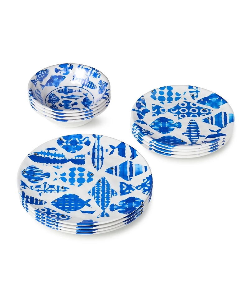 Certified International Fish Tale 12-Piece Dinnerware Set, Service for 4