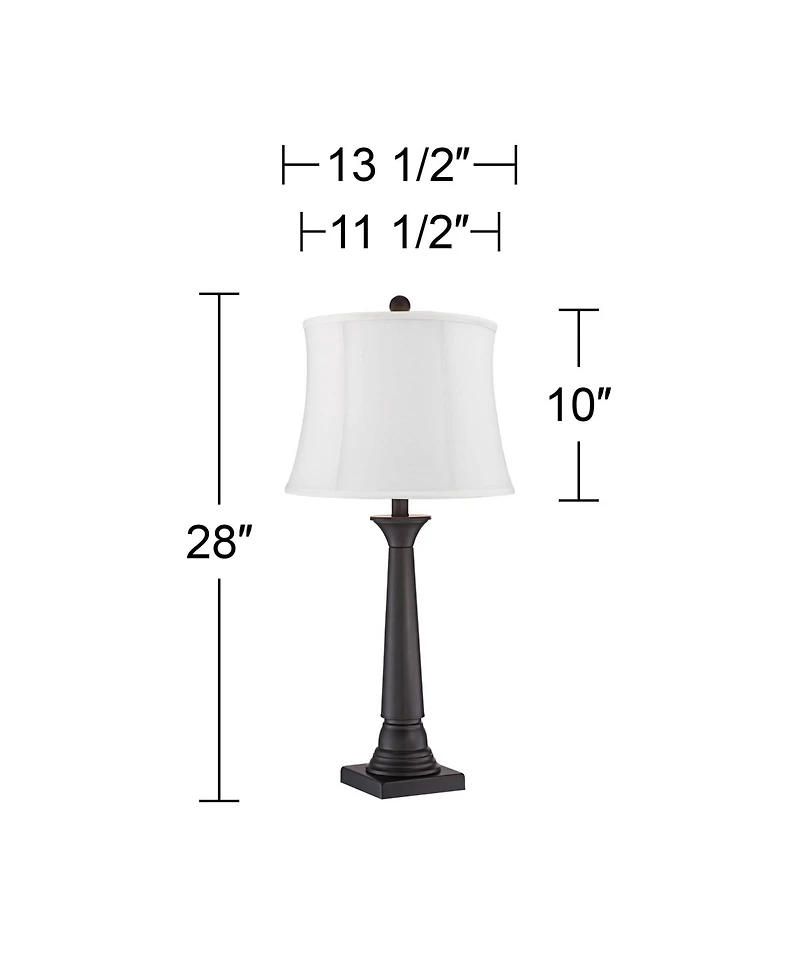 360 Lighting Dolbey 28 Tall Tapered Column Farmhouse Rustic Table Lamps Set of 2 Finish Metal Shade Bedroom