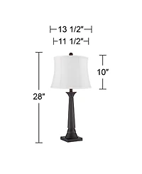 360 Lighting Dolbey 28 Tall Tapered Column Farmhouse Rustic Table Lamps Set of 2 Finish Metal Shade Bedroom