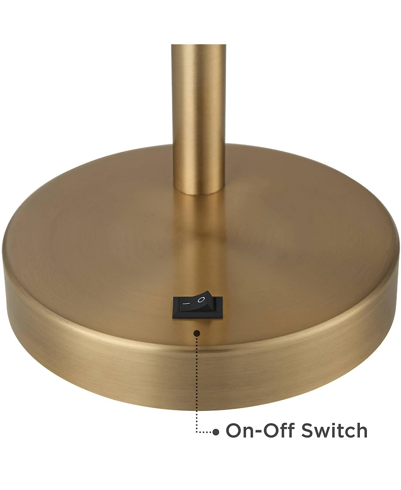 360 Lighting Sully 23 1/2 High Small Industrial Desk Lamps Set of 2 Double Usb Ports Adjustable Gold Brass Finish Metal Charging