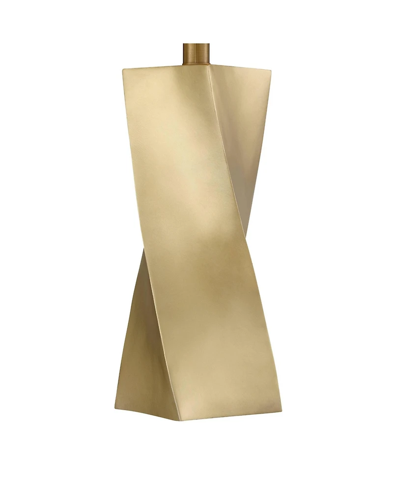 360 Lighting Arabella 25 High Geometric Modern 3-Way Table Lamps Set of 2 Gold Finish Shade Living Room Bedroom Bedside House