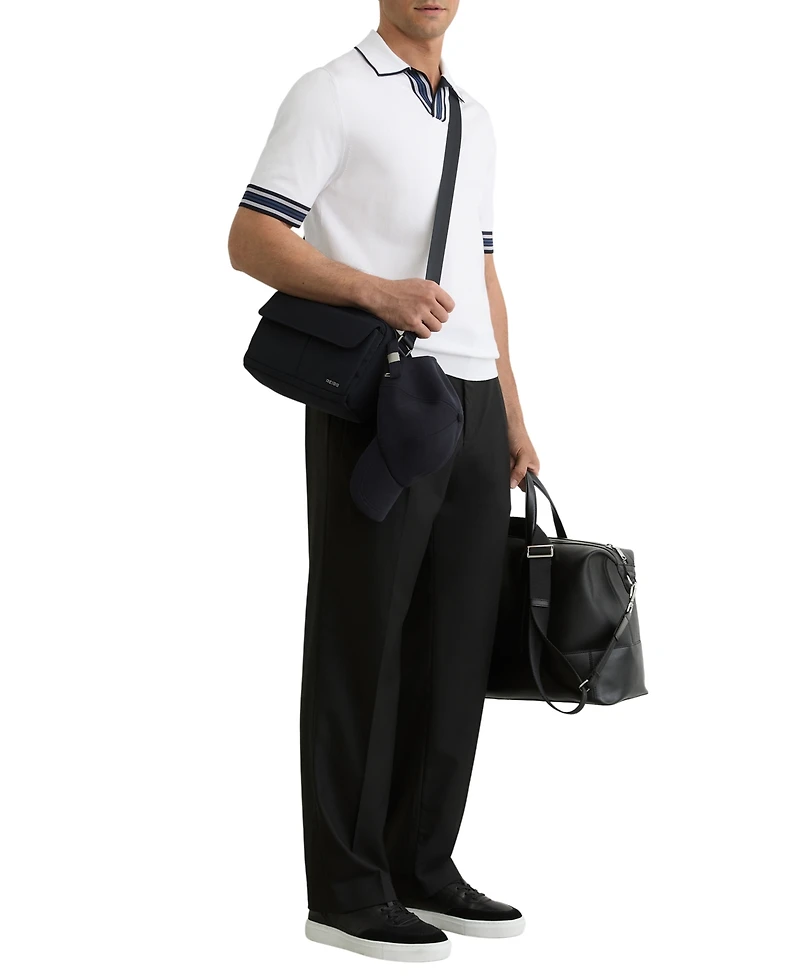 Reiss Men's Tipped Open-Collar Knitted Polo Shirt