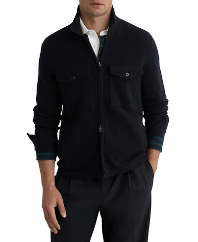 Reiss Men's Wool Knitted Zip-Through Overshirt