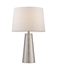 360 Lighting 27 1/2" Tall Cylinder Modern Table Lamps Set of 2 Leaf Finish Hammered Metal Living Room Bedroom Bedside