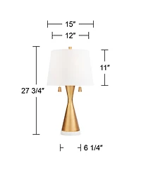 360 Lighting Sterling 27 3/4" Tall Modern Table Lamp Pull Chain Gold Finish Marble Single Shade Living Room Bedroom Bedside
