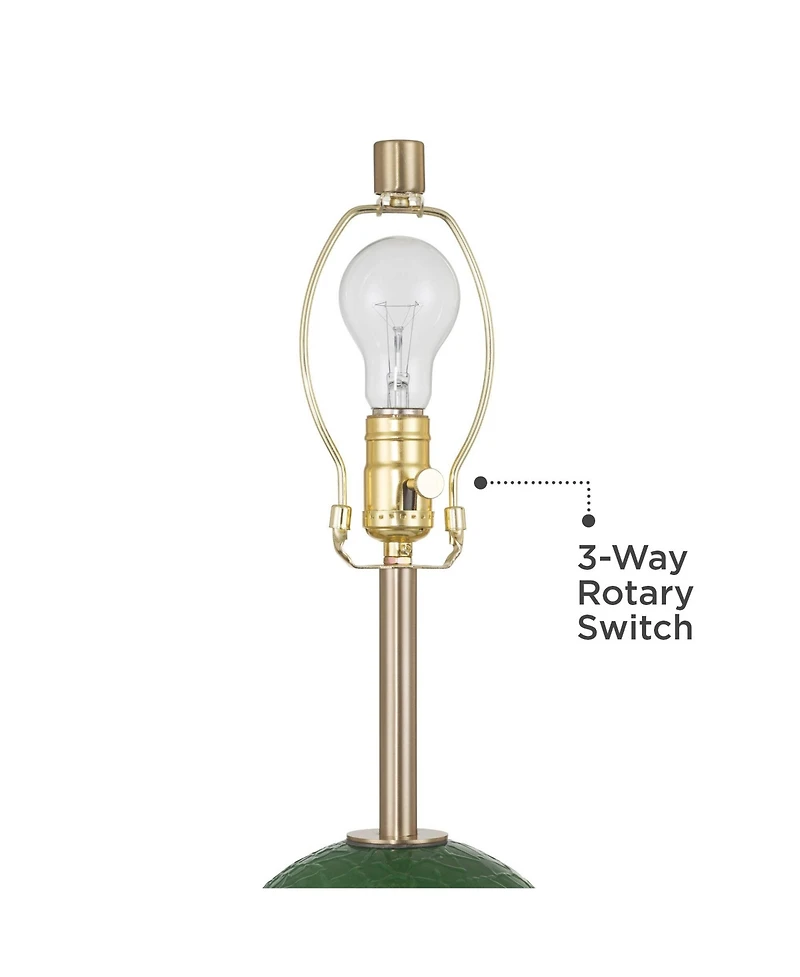 360 Lighting Maris 20" High Glass and Satin Brass Table Lamp Set with Dimmer