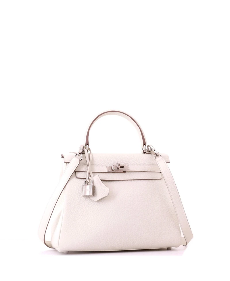 Pre-Owned HERMES Kelly Handbag Light Togo with Palladium Hardware