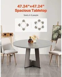 Gouun 47 Inch Round Dining Table for 4 to 6 with Wood Look Top