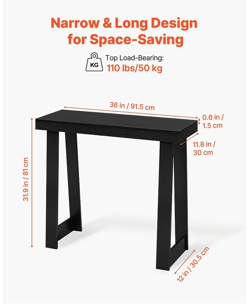 Gouun 36 Inch Console Table with Open Shelf for Hallway and Foyer