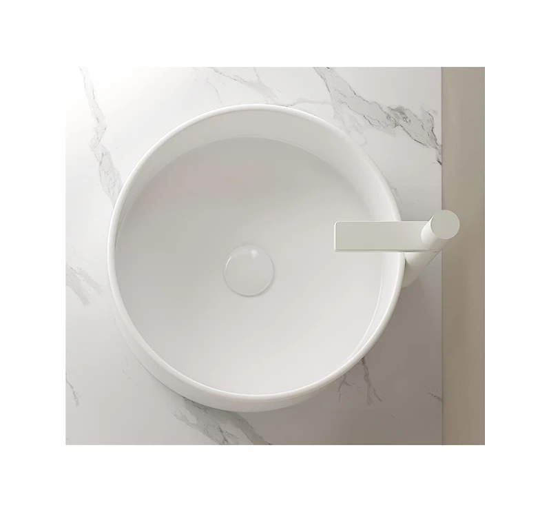 Busdays Munin 16'' Bathroom Sink, Round Vessel Ceramic Basin without Faucet, No Cabinet, White
