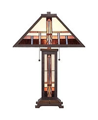 Robert Louis Tiffany Robert Mission Style Table Lamp 26" High Art with Table Top Dimmer Stained Glass Shade for Bedroom Living Room Bedside