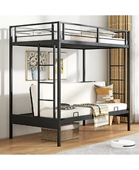 Gouun Over Futon Bunk Bed with 2 Ladders and Safety Guardrails