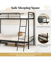 Gouun Metal Twin Bunk Bed with Ladder and Safety Guardrails