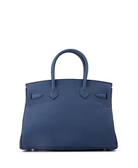Pre-Owned HERMES Birkin 30 Handbag Blue Togo with Palladium Hardware