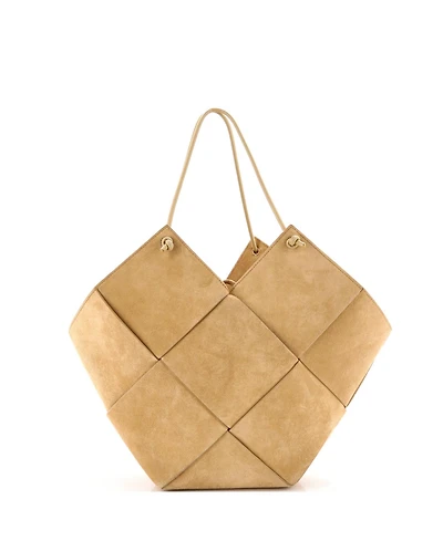 Pre-Owned Bottega Veneta Medium Flower Basket Tote Maxi Intrecciato Suede