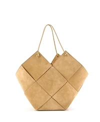 Pre-Owned Bottega Veneta Medium Flower Basket Tote Maxi Intrecciato Suede