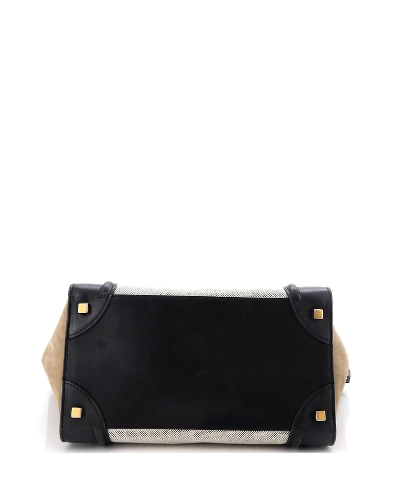 Pre-Owned Celine Micro Tricolor Luggage Bag Canvas and Leather