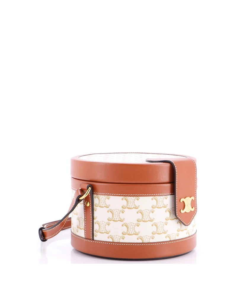 Pre-Owned Celine Medium Tambour Bag Triomphe Coated Canvas