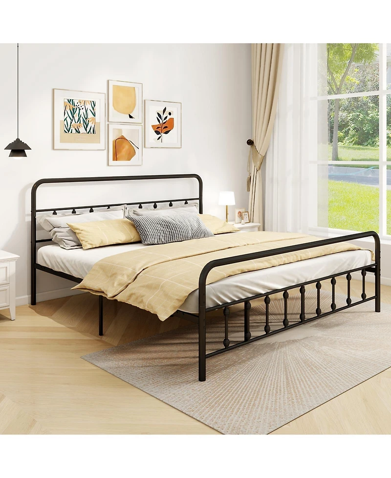 Gouun King Size Bed Frame with Headboard and Under Bed Storage