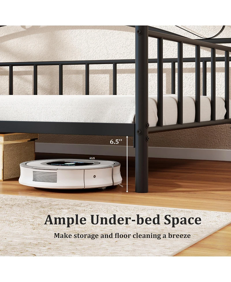 Gouun Twin Size Metal Daybed Frame with Headboard for Bedroom