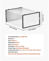 Gouun 12-Pack Clear Stackable Shoe Storage Boxes