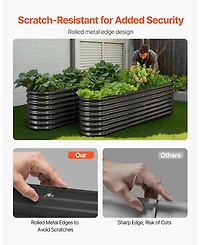 Gouun Oval Metal Raised Garden Bed, Galvanized Planter Box with Reinforcement Bar