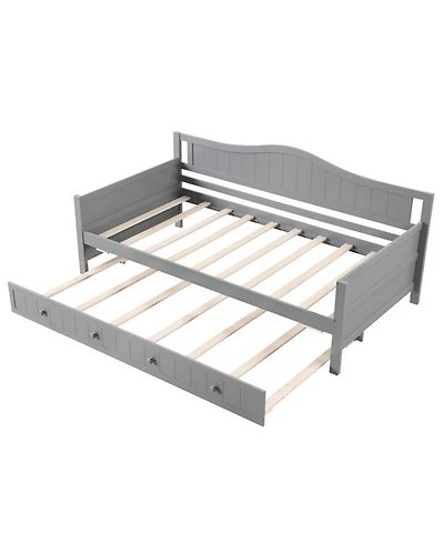 Gouun Pine Wood Twin Daybed with Trundle