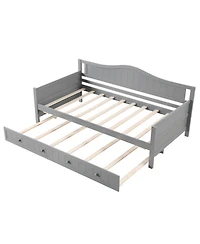 Gouun Pine Wood Twin Daybed with Trundle