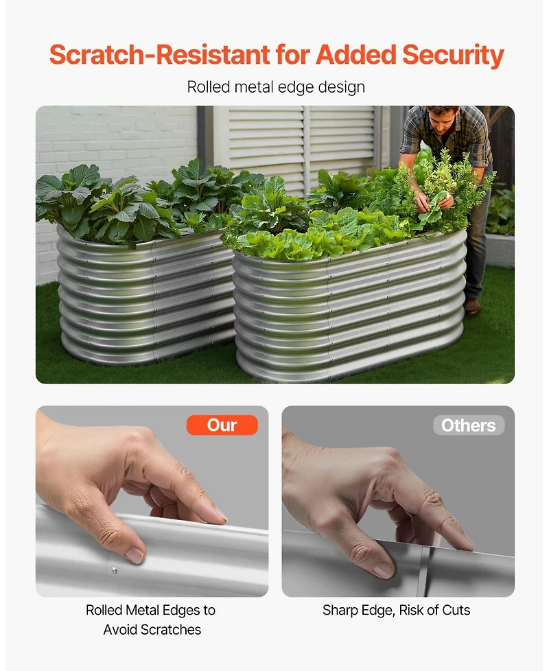 Gouun Oval Metal Raised Garden Bed, Galvanized Planter Box with Open Bottom