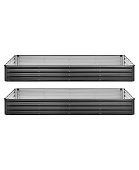 Gouun 2 Pack Galvanized Raised Garden Beds, Metal Planter Boxes, Alu-Zinc Coating