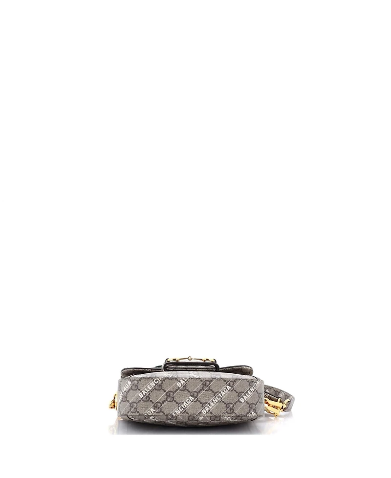 Pre-Owned Gucci Mini x Balenciaga The Hacker Project Horsebit 1955 Shoulder Bag Gg Coated Canvas