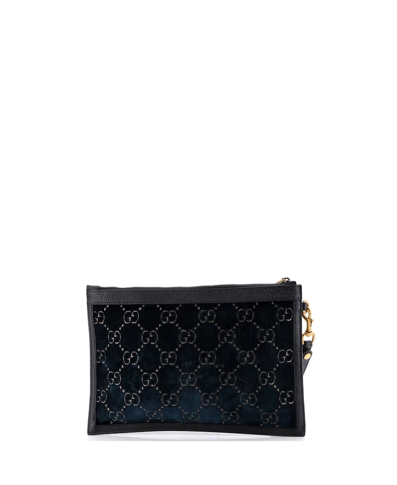 Pre-Owned Gucci Large Ophidia Zip Pouch Gg Velvet