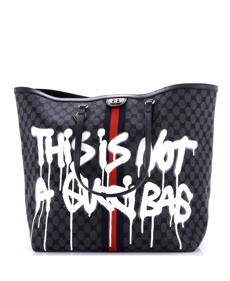 Pre-Owned Balenciaga Large x Gucci The Hacker Project Tote Graffiti Bb Canvas