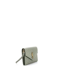 Pre-Owned Saint Laurent Classic Monogram Envelope Wristlet Clutch Matelasse Chevron Leather