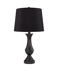 Regency Hill Traditional Table Lamps 25" High Set of 2 with Usb Port Bronze Metal Led Touch On Faux Silk Drum Shade for Bedroom Living Room