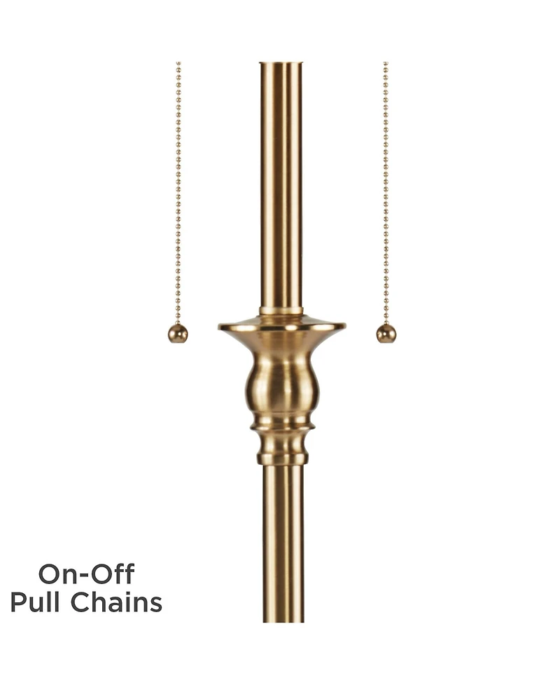 360 Lighting Dyna 58" High Antique Brass and Bell 2-Light Floor Lamp