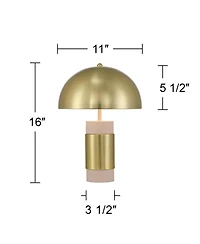 360 Lighting Delia High Antique Brass Mushroom Accent Table Lamp with Dimmer