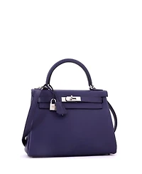 Pre-Owned HERMES Kelly 28 Handbag Verso Evercolor with Palladium Hardware
