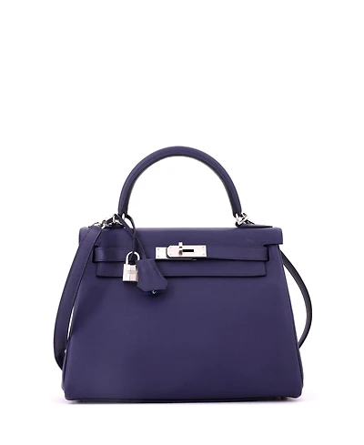 Pre-Owned HERMES Kelly 28 Handbag Verso Evercolor with Palladium Hardware