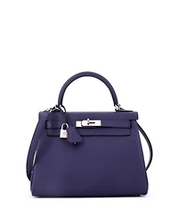 Pre-Owned HERMES Kelly 28 Handbag Verso Evercolor with Palladium Hardware