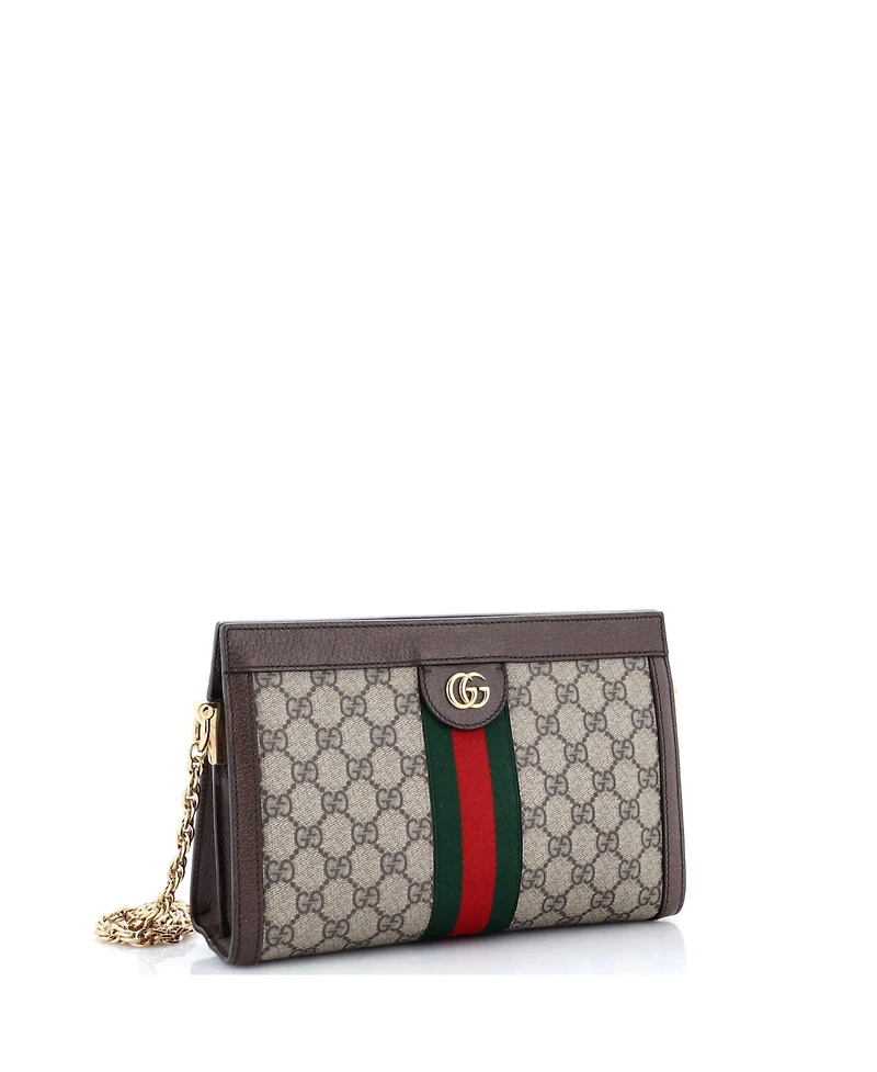 Pre-Owned Gucci Small Ophidia Chain Shoulder Bag Gg Coated Canvas