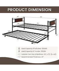 Gouun Metal Daybed with Trundle