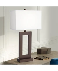 360 Lighting Marshall Modern Table Lamp 30 1/4" Tall Bronze Metal with Usb Dimmer Cord Rectangular Shade for Bedroom Living Room Bedside Home