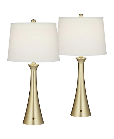 360 Lighting Karl 27 1/2" Tall Modern Table Lamps Set of 2 Full Range Dimmer Usb Port Gold Metal Living Room Charging