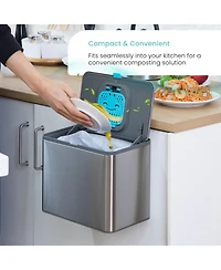 Home Zone Living 1.3 Gallon Stainless Steel Compost Bin with CleanAura Odor Control and Removable Liner