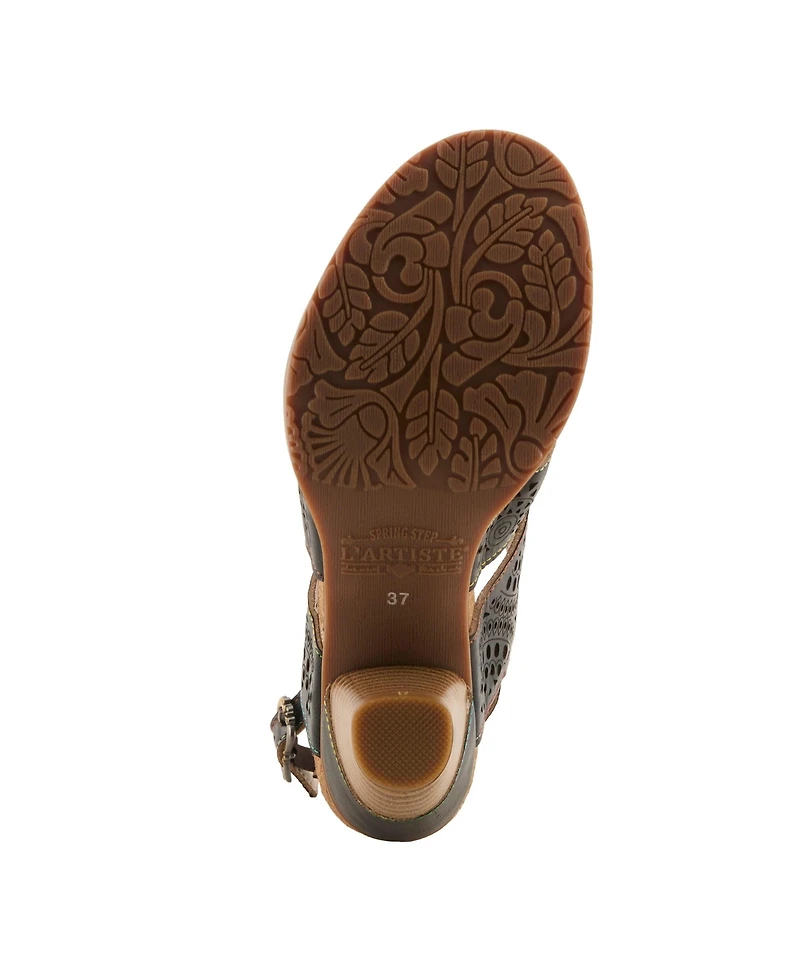 L`Artiste Perfdfection Women s Leather Sandal with Hand-painted Comfort Fit