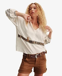 Sanctuary Women's Embroidered Long-Sleeve Blouse