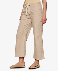 Sanctuary Women's Cropped Lily Stripe Wide-Leg Cotton Trousers